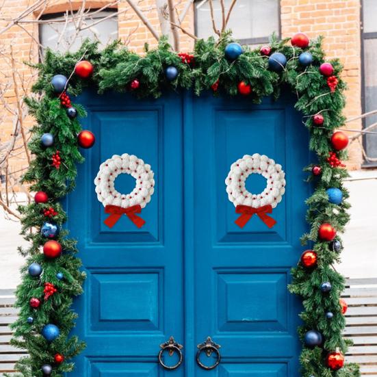 Плюшевый Рождественский Венок Белый Пушистый Венок из Помпонов