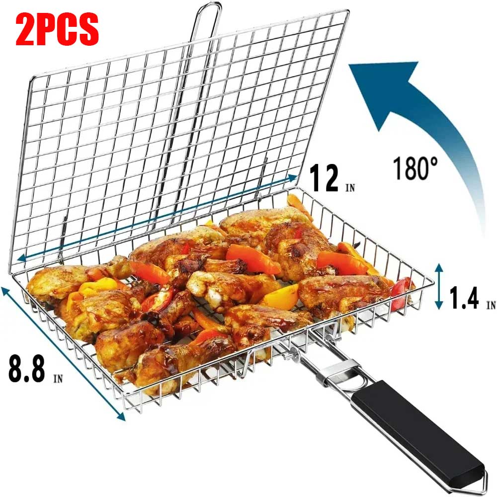 Портативная складная корзина для гриля из нержавеющей стали для барбекю с ручкой для рыбы, овощей, креветок, кухонная утварь, инструменты, новинка
