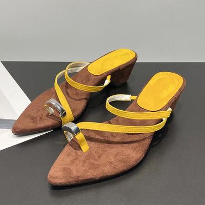 Набор носков на толстом каблуке, тапочки для женщин, нежные заостренные носки, танкетки для женщин