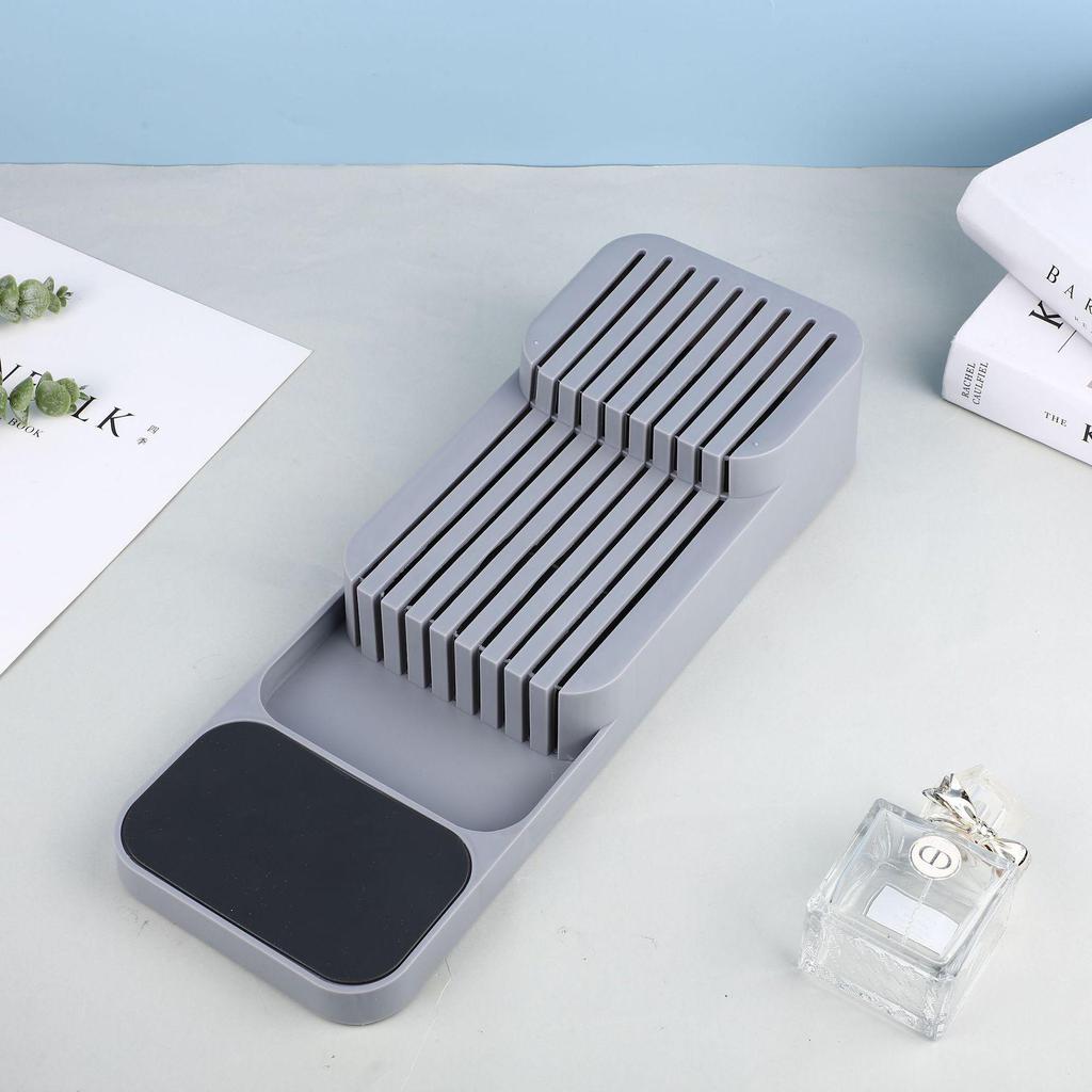 Держатель для ножей с вентилируемым дренажем и встроенной перегородкой, кухонный ящик для хранения