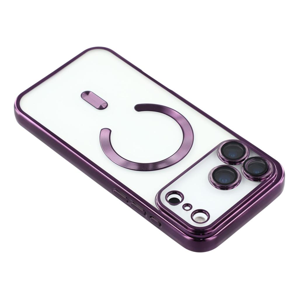 For iPhone 17 Pro Magnetic Case CD Veins Glass Lens Guard TPU Phone Back Cover