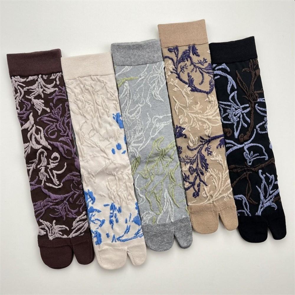 1 Pair Retro Relief Split Toe Socks Japanese Style Tabi Socks Versatile Women's Cotton Socks