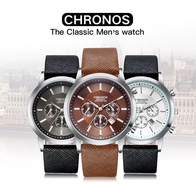 Брендовые часы CHRONOS, мужские часы, лучшие роскошные мужские часы, спортивные часы с автоматической датой
