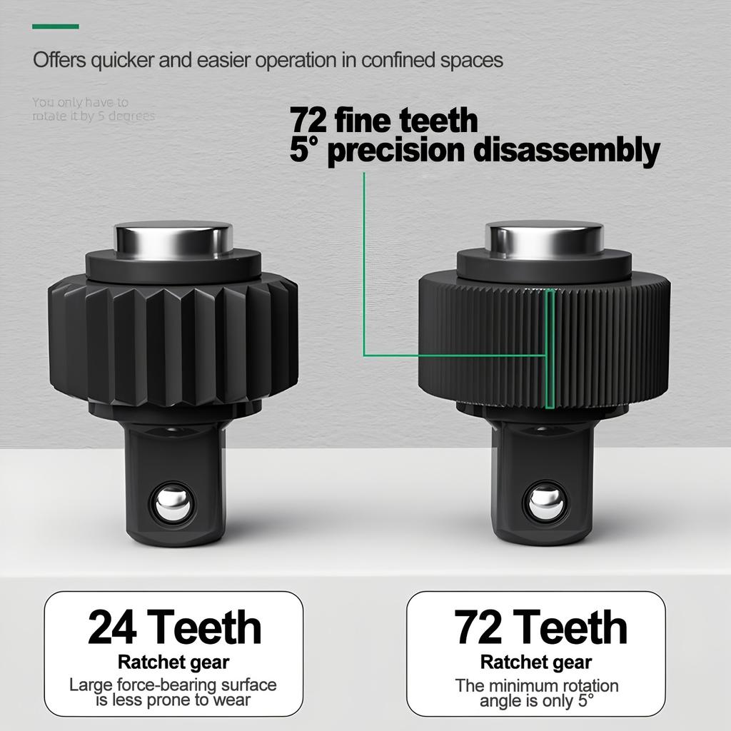 Набор трещоточных ключей с 72 зубьями, Хром-ванадиевая сталь, Автоматический двусторонний механизм, Раздвижной, Эргономичная рукоятка, с быстрым гнездом