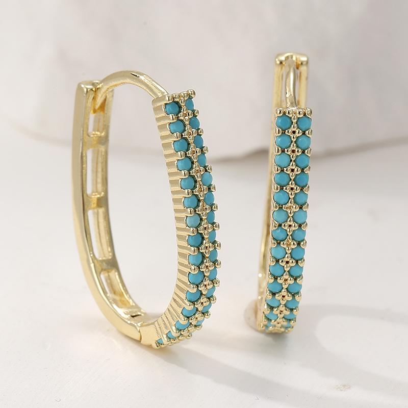 Краткие Серьги-кольца с дизайном из синтетической бирюзы для женщин Изысканные Элегантные Банкетные Серьги U-образной формы Ювелирные аксессуары