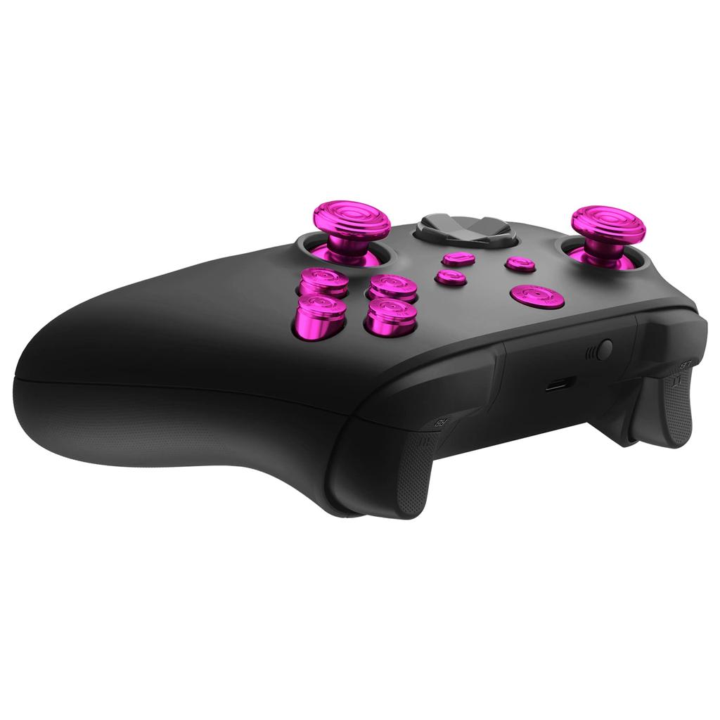 EXtremeRate Металлические красные кнопки для беспроводного контроллера Xbox Core, Набор пользовательских аксессуаров для Xbox Series X S, Запасные части из алюминиевого сплава для кнопок ABXY и Home