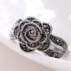 Engagement Wedding Women Vintage Rose Flower Shiny Rhinestone Inlaid Finger Ring