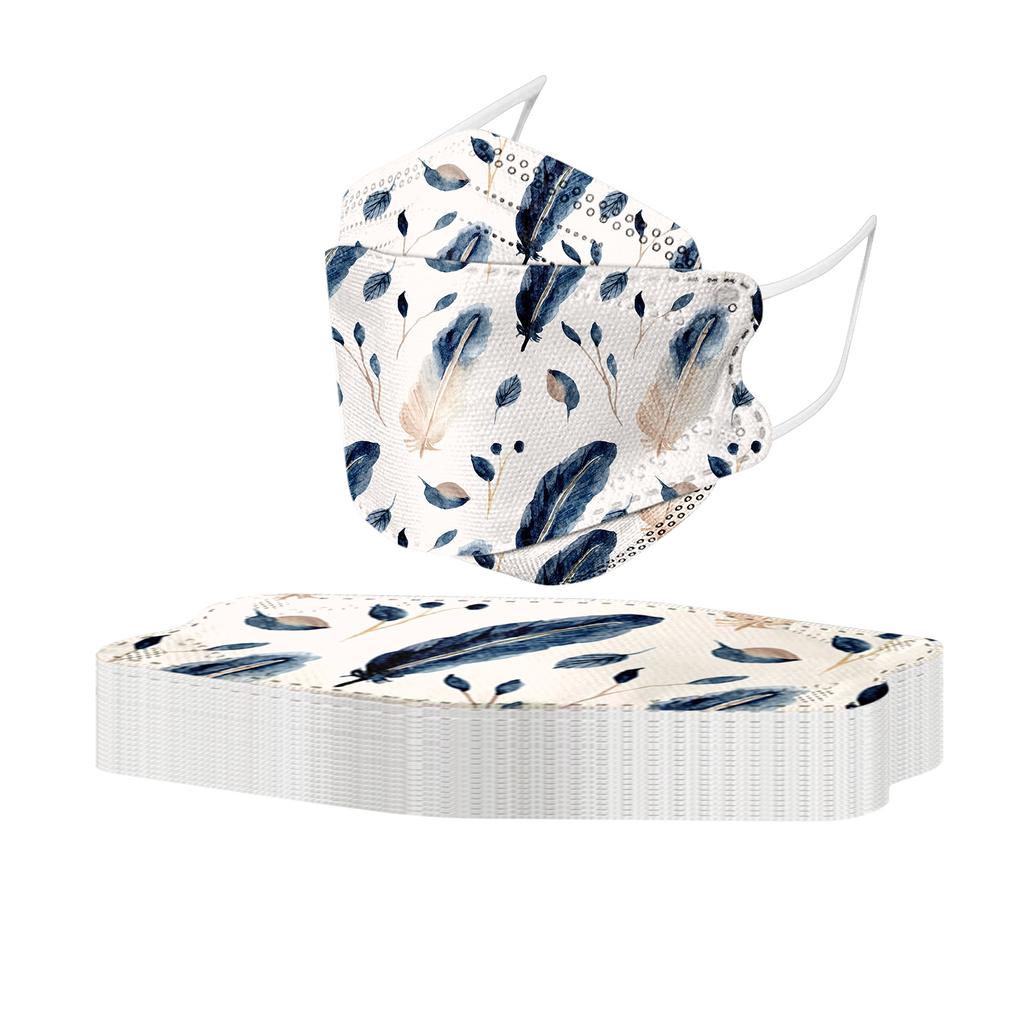 20 шт., унисекс, для взрослых, с принтом перьев, уличная маска, защитная одноразовая маска для лица
