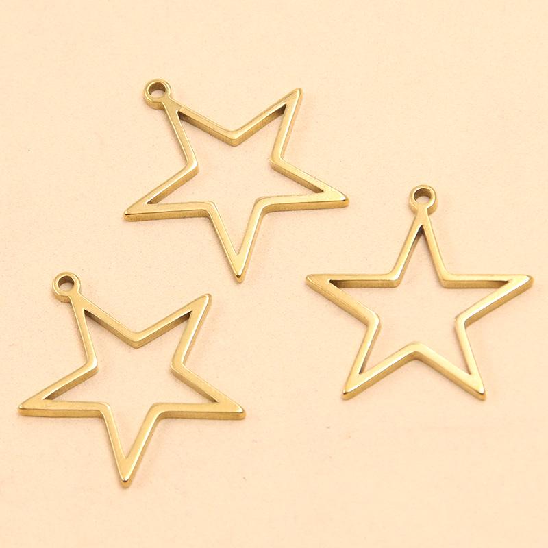 Stainless Steel Geometric Charm Molds: 10 Models & 2 Colors - Pentagram, Rhombus, Circle, Water Drop, Moon Pendants