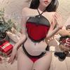 Christmas Mesh Lingerie Set: Halter Tie-Up Top & Doudou Panties