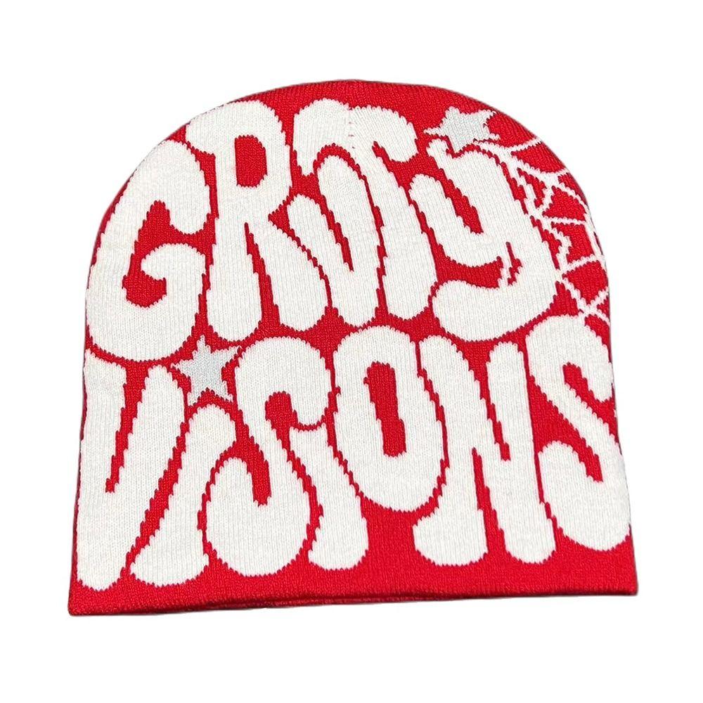 Вязаная шапка шляпа мужская женская с принтом букв бини боннет готическая шерстяная акриловая теплая повседневная шапка-бини Y2k Ins хип-хоп шапка холодная шапка