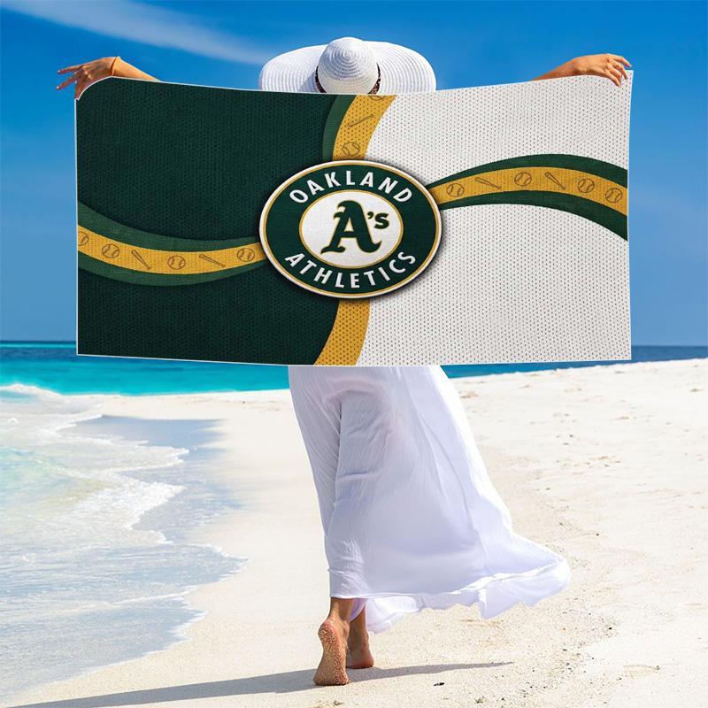 Oakland Athletics Print Beach Towel, Large Soft Quick Dry Towel for Beach Camping Swimming
