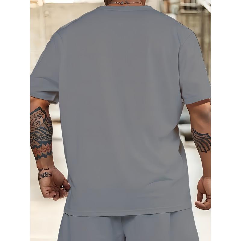Стильный мужской комплект с принтом, свободная футболка и шорты для шопинга и путешествий PLUS SIZE