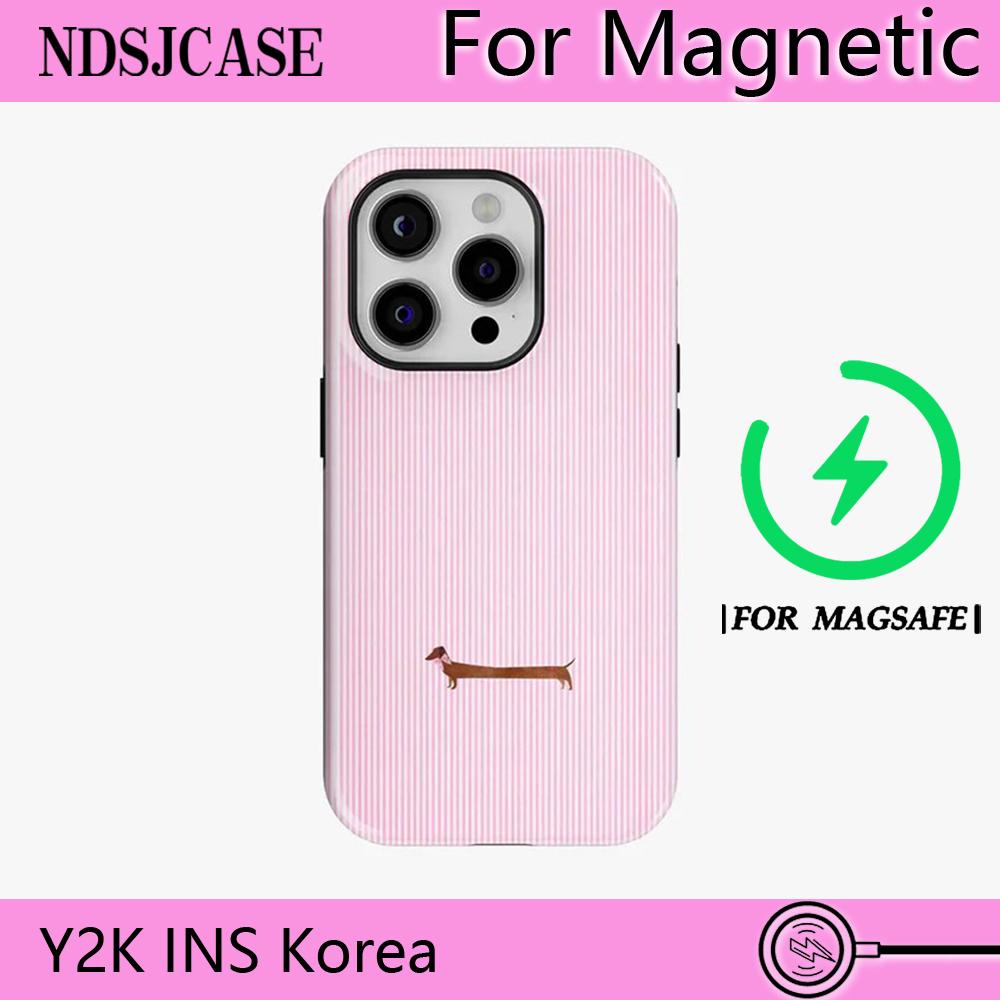 Роскошный чехол Clmj SWAG Doxie Love для iPhone 17 16e 16 15 14 13 12 11 Air Pro Max Plus, магнитная двухслойная задняя крышка