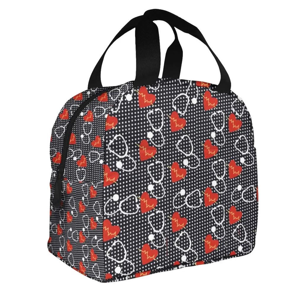 Kawaii Doctors Nurse Print Изолированные сумки для ланча для женщин Небольшие портативные ланч-боксы Сумки-тоуты для еды Сумка для бенто