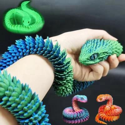 3D-печатная змея, подвижная игрушка-непоседа, фигурка, симуляция змеи, офисное настольное украшение, подарки, поделки, фигурки, миниатюры