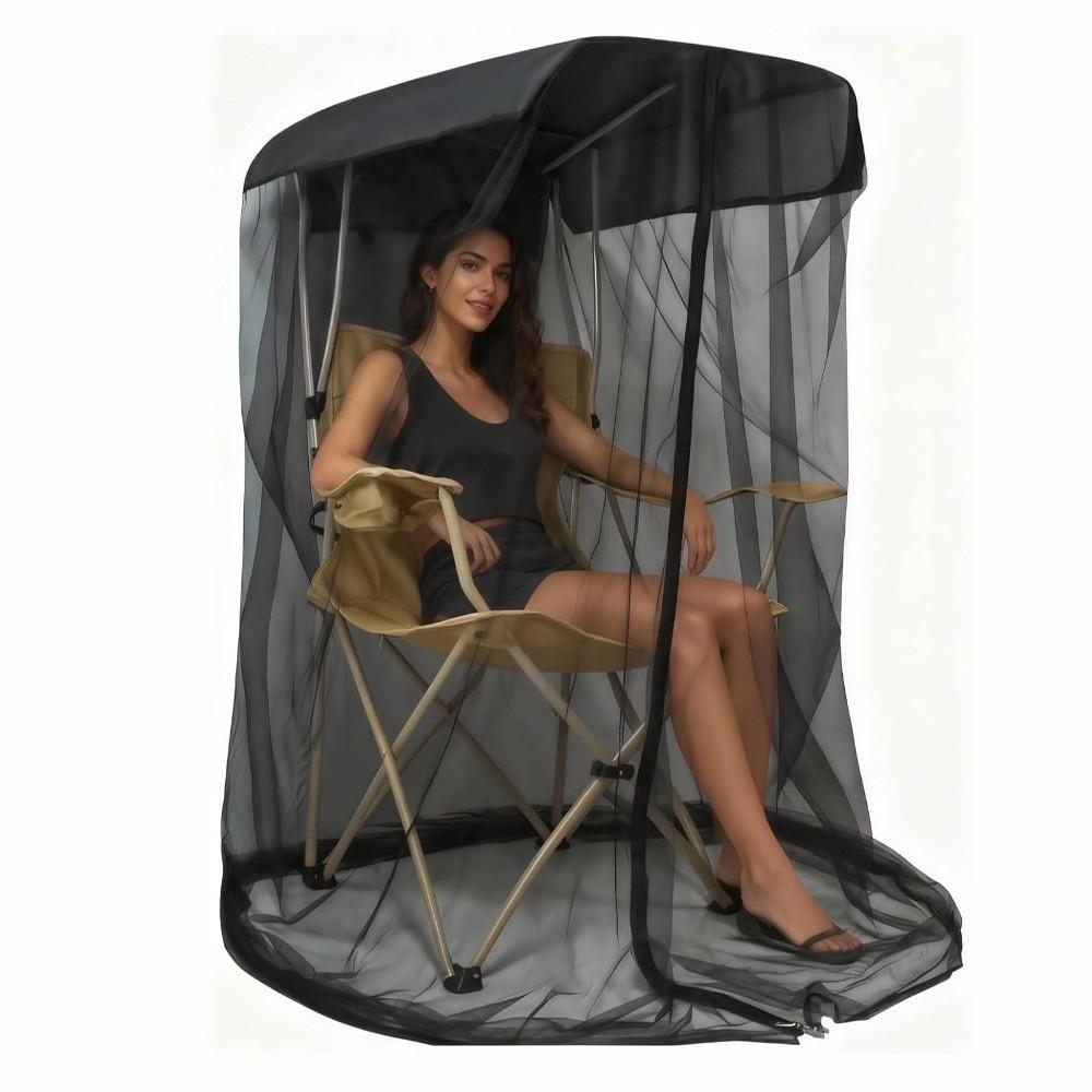 Foldable Design Chair Use Mosquito Net Zipper Opening Mesh Tent Insect Shield Net Camping