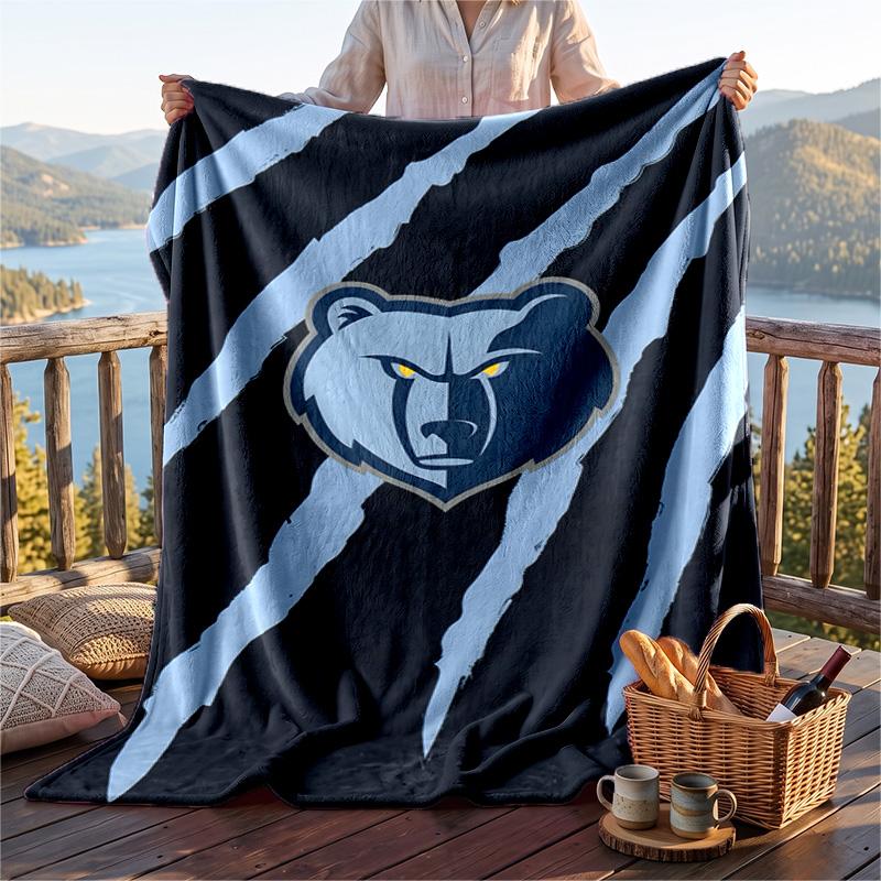 Warm Flannel Blanket Memphis Grizzlies Pattern, Lightweight Comfortable Throw Blanket for Bed Sofa Use