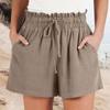 Women's Linen Shorts Summer Beach Casual Comfort Shorts Elastic Waist Lightweight Drawstring Shorts Casual Shorts With Pockets