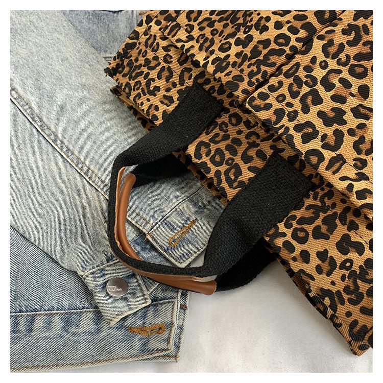 Женская холщовая сумка-тоут высокого класса с леопардовым принтом - Мода осень/зима, Большая вместимость, Повседневная сумка кроссбоди и на плечо