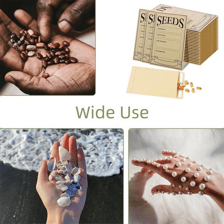 100PCS Seed Packets Envelopes: Self Sealing Kraft Small Envelopes for Storage Resealable Saving