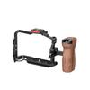 Poyinco JN-134 Camera Cage + Top Handle + Side Wooden Grip Kit Camera Video Cage with Cold Shoe