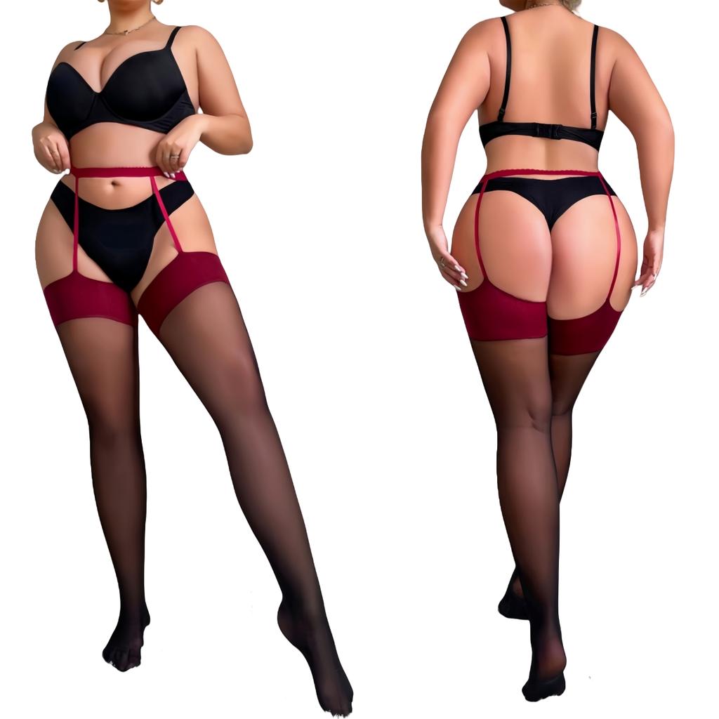 Plus Size Women's Lace Floral Thigh High Pantyhose Fishnet Body Stockings Over Knee Mesh Socks Tights Leggings Bottom