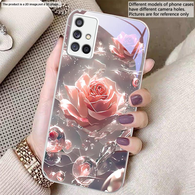 Розы цвета ледяного кристалла Для Samsung A20 30 22 23 24 25 26 31 32 33 34 35 42 50 51 52 53 54 55 56 70 71 72 73 стеклянный чехол для телефона