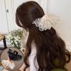 Кружевные резинки для волос для женщин, двухслойные, с цветком, галстуком-бабочкой, длинной лентой, большими оборками, эластичные, модные, изысканные, милые аксессуары для волос для девочек
