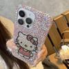 Полностью бриллиантовый чехол для мобильного телефона KT Cat для Apple 17Pro iPhone16Max Мультяшный 15 Милый 14 Блестящий чехол