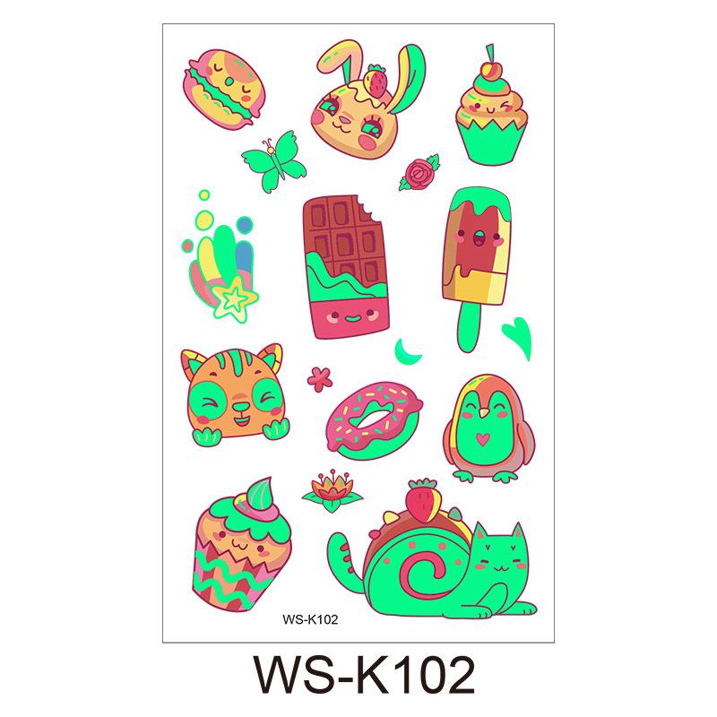 Детская мультяшная светящаяся в темноте татуировка с флуоресцентной зеленой водонепроницаемой бонусной наклейкой