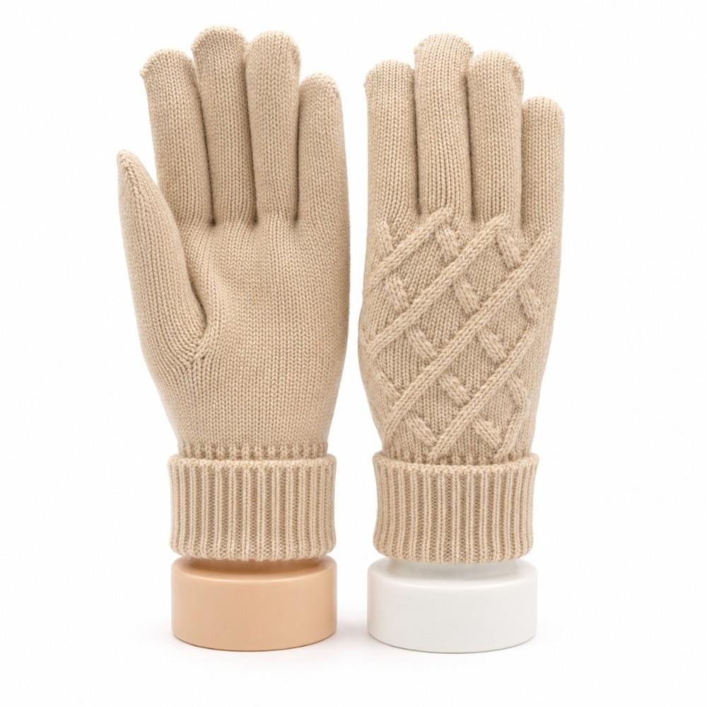 Foldable Cuff Touchscreen Gloves Diamond Pattern Windproof Gloves Full Fingers Gloves Hiking Use