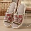 Женские хлопково-льняные тапочки, толстая подошва, подходят для весны-осени, домашняя обувь, комфорт в любое время года.