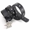 Fashion Womens Leather Belt With Star Pattern And Metal Buckle For Casual And Office Wear