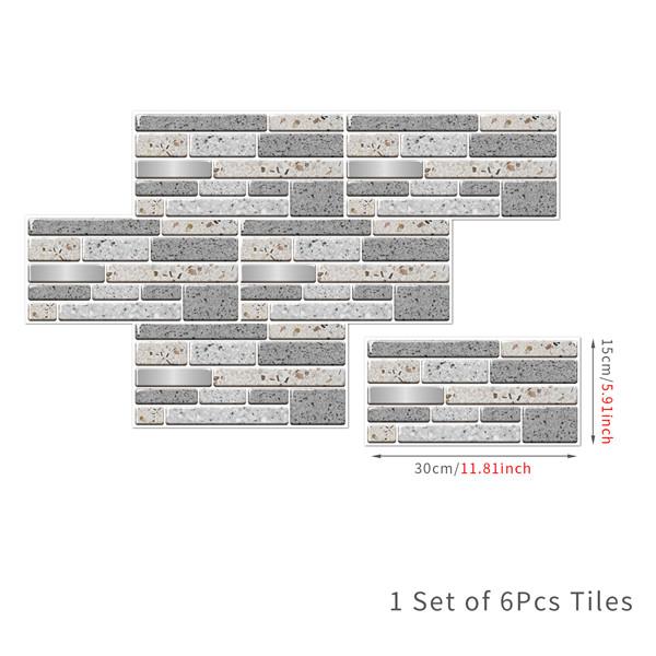 6 шт., маслостойкая наклейка для кирпичной плитки, наклейка на стену для кухни, самоклеющаяся водонепроницаемая наклейка для ванной, обои 15x30 см