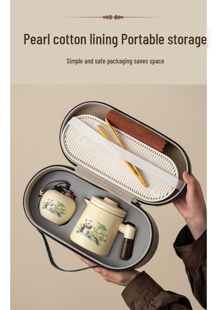 Portable Quick-Brew Travel Tea Set with Water Separation: One Pot & Four Cups