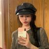 Однотонный берет из искусственной кожи, кепка, шляпа художника Харадзюку, ретро Y2k, берет, шляпа, мужская, женская