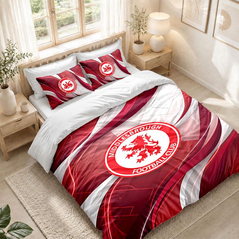 Bedding Set 1 Duvet Cover 2 Pillowcases Middlesbrough Football Print Bedroom Home Decoration