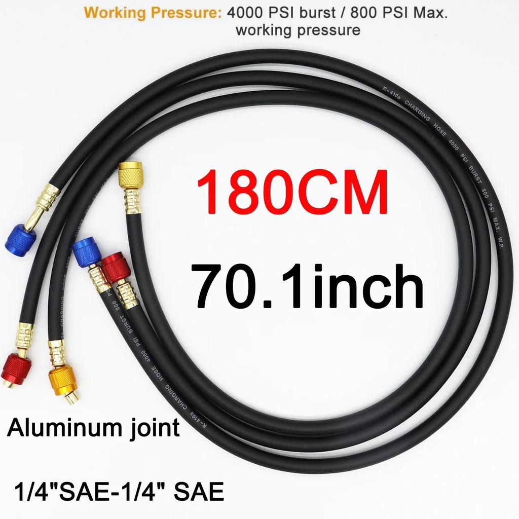 1M/1.8M R410A AC Charging Hose Set 1/4'' SAE 800 PSI for HVAC Air Condition Refrigerant Hoses R134A R12 R22 R502 Air Condition