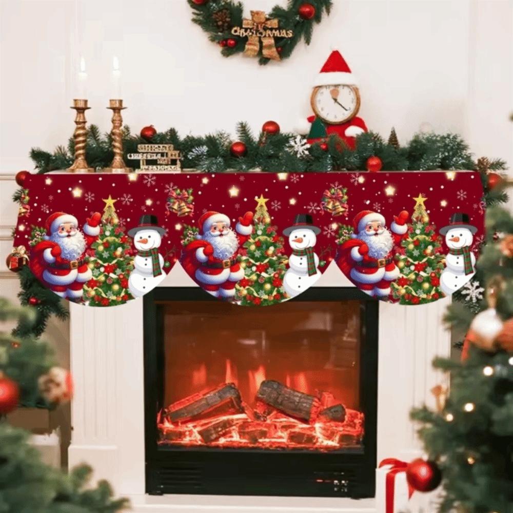 Non-slip Christmas Fireplace Mantel Stain-resistant Christmas Table Banner Party