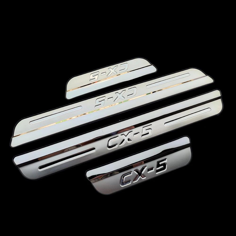 For Mazda CX5 Protector Scuff Plate Guards Car Stainless Door Sill Threshold Pedal Cover Trim Interior Accessories 2024