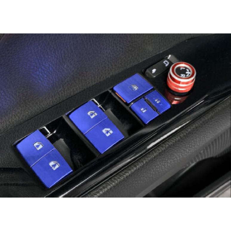 Dow Lift Lock Switch Button Sticker Blue Alloy Win 18- For Toyota Camry 10X