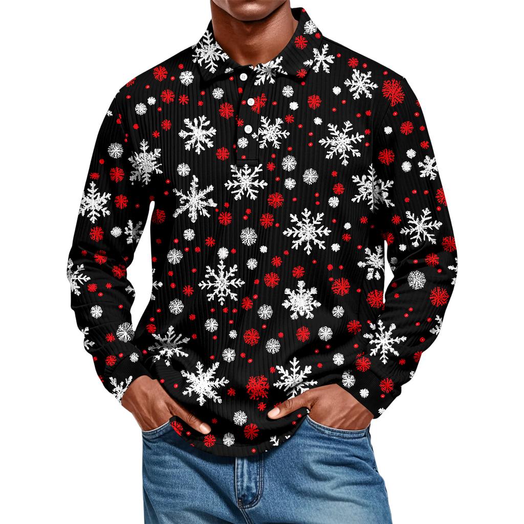 Men's Casual Style Solid Color Loose Shirt Long-sleeved Top