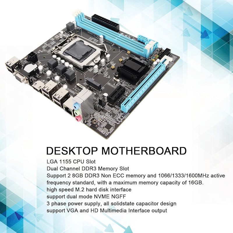 Для настольных компьютеров Материнская плата H61 LGA1155, двухканальная DDR3, M.2 NVMe NGFF, M ATX Материнская плата поддерживает выход VGA и HDMI