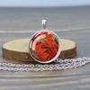 Flower Necklaces Rose Lotus Poppy Cherry Blossoms Sunflower Chains Necklace for Women Glass Cabochon Pendant Jewelry Lover Gift