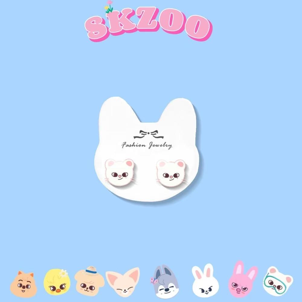 Skzoo в наличии Stray Kids Skzoo Мультяшные Серьги 925 Серебро Гипоаллергенные Серьги-гвоздики Модный Kpop Мерч