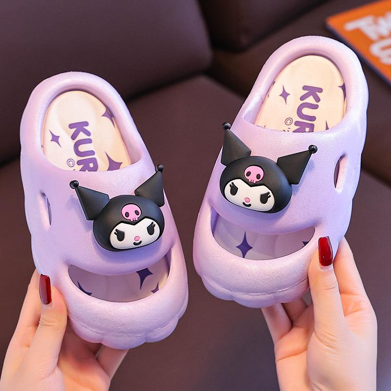 Genuine children's slippers for girls, indoor home use, non-slip Kuromi sandals, boys' slide sandals