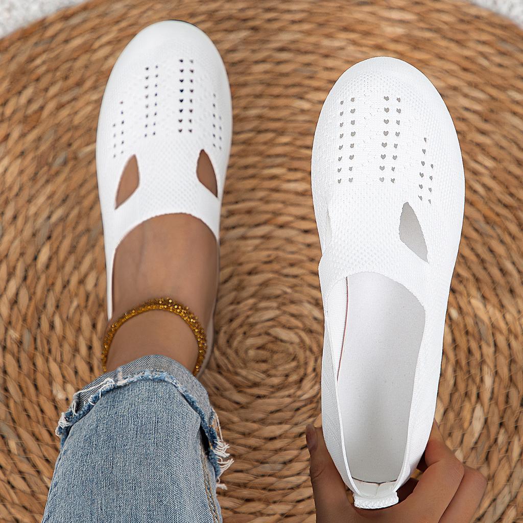 Fly-knit Shoes with A Wide Round Toe Casual Women's Shoes