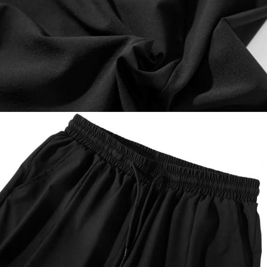 Мужские брюки с укрепленными карманами, затягивающимся шнурком на талии, повседневные однотонные брюки, летние прямые брюки