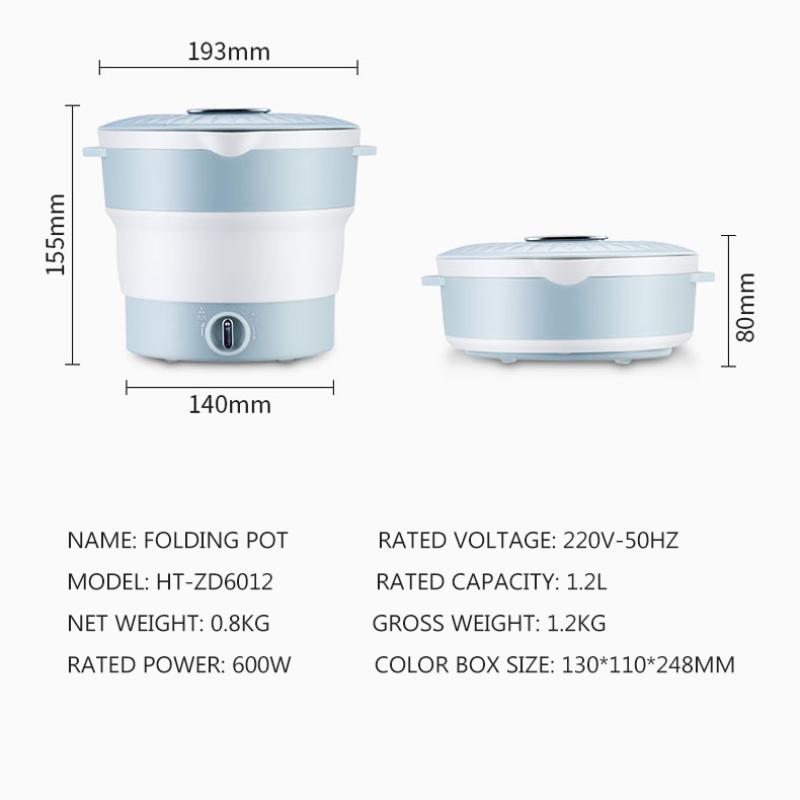 Складная кастрюля, портативная электрическая кастрюля для кемпинга, путешествия, дома, многофункциональная плита